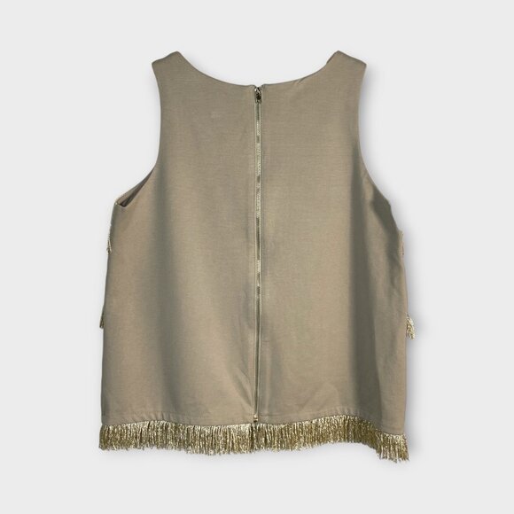 Sunday in Brooklyn Anthropologie Sz SMALL Gold Fringe Tank Top Blouse - Picture 2 of 7